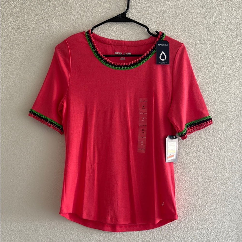 Women's  Top with Green Trim